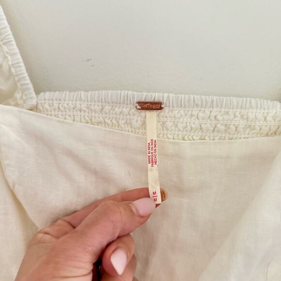 Free People Cross of Sunlight Cut Out Linen Mini Dress Ivory M - Picture 7 of 11
